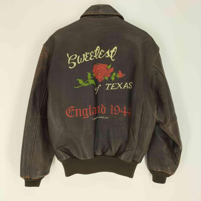 AVIREX(アヴィレックス) 90S OLD Sweetest of Texas   薔薇 バラ  プリント  A-2型 レザー フライトジャケット 裏地 USデザイン 刺繍 メンズ import：XS 【中古】【ブランド古着バズストア】_1