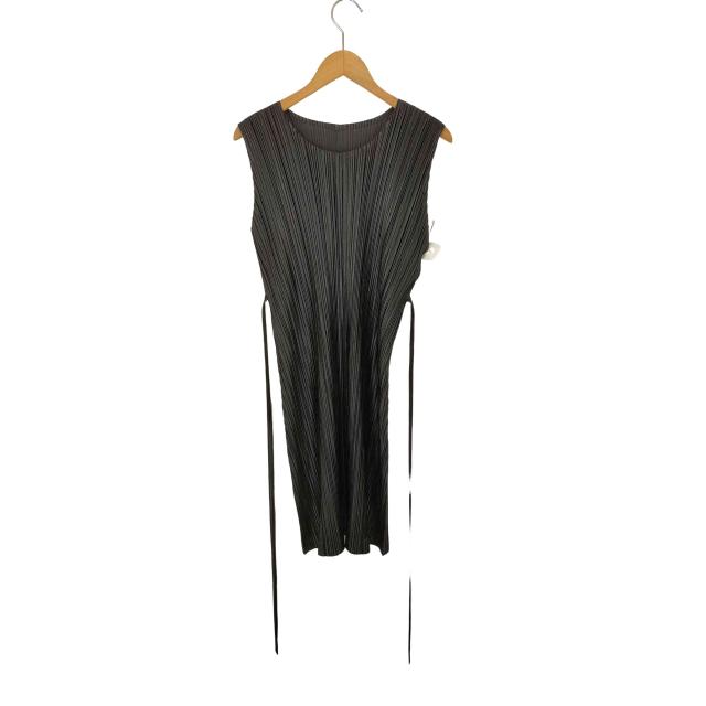 PLEATS PLEASE ISSEY MIYAKE(プリーツプリーズイッセイミヤケ) リボンデザインクルーネック ノースリーブ ワンピース レディース 表記無 【中古】【ブランド古着バズストア】