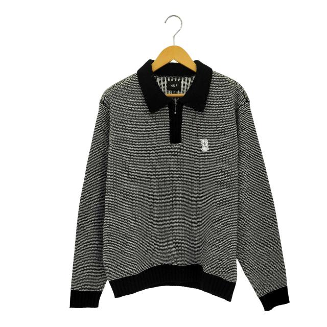HUF(ハフ) MEGABLAST TWO TONE WAFFLE SWEATER メガブラスト ツートーン ワッフル ハーフジップ ニット セーター メンズ  M【中古】【ブランド古着バズストア】