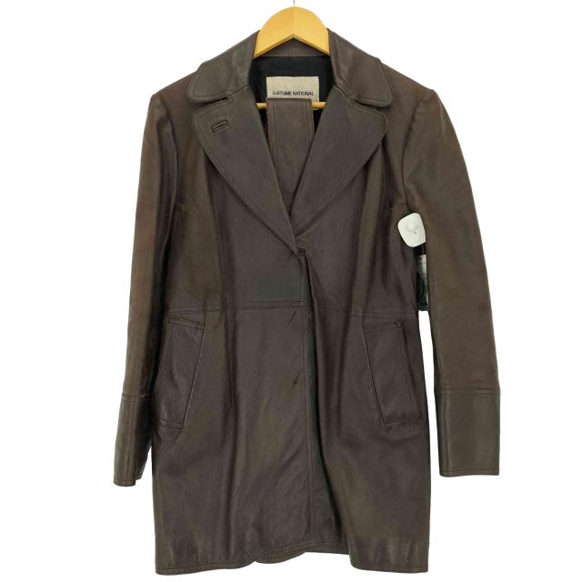 CoSTUME NATIONAL(御召しもの全国的) Made インチ Italy cow leatherイタリア製 3B 裏地キルティング カウなめし革 真っただ中厚地の外套 レディース EUR：42 【中古】【ブランド名古着バズストア】