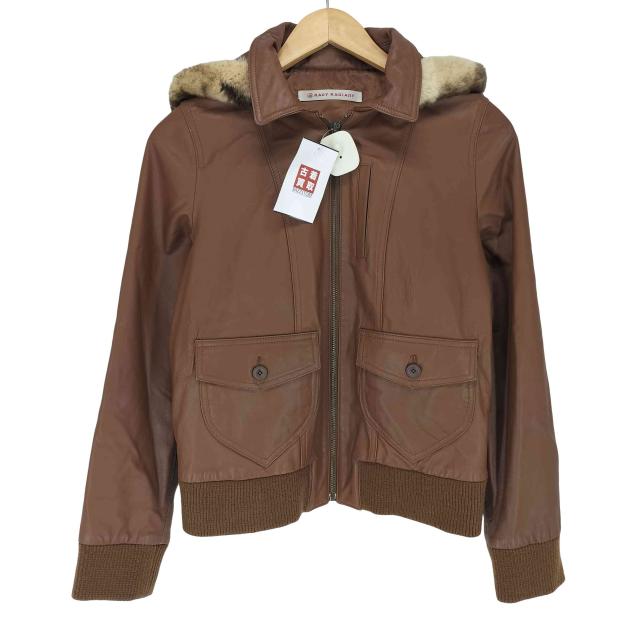 USED古着(ユーズドフルギ) {{RACY RADIANT}} lamb leather rabbit fur ラビットファー ラムレザージャケット レディース  M【中古】【ブランド名古着バズストア】
