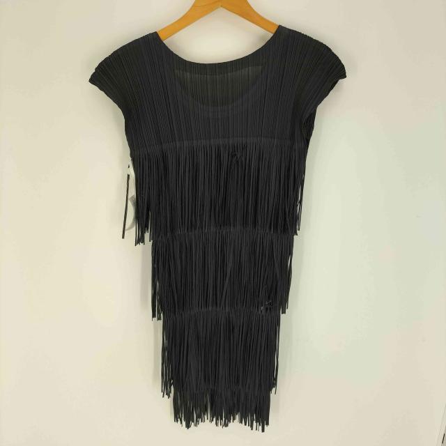 プリーツプリーズ イッセイミヤケ ノースリーブ フリンジ 日本製