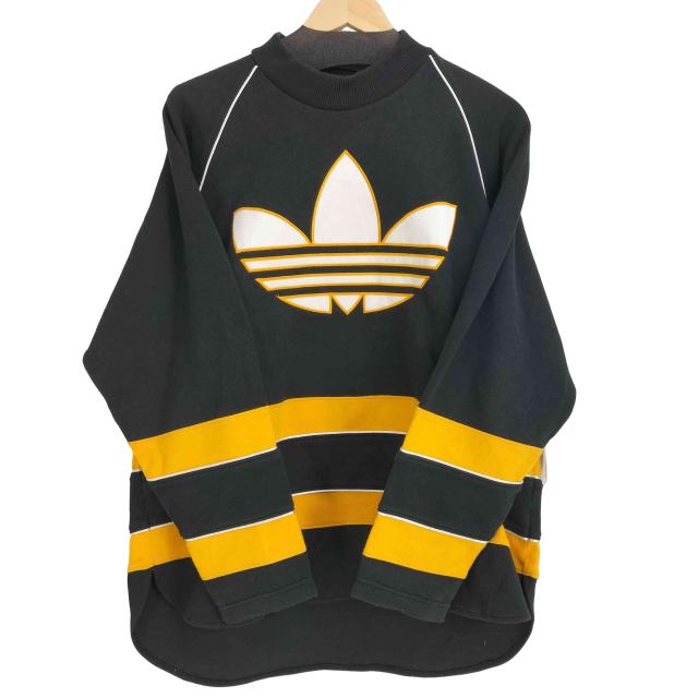 adidas Originals(アディダスオリジナルス) 80-90S ボーダー モックネック フロントロゴラグランスリーブトレーナー メンズ 表記無 S-M【中古】【ブランド古着バズストア】