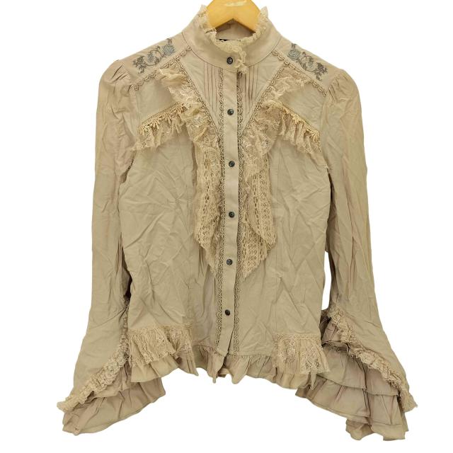 USED古着(ユーズドフルギ) OZZ ANGELO フロント ピンタック フリル レース ティアード スリーブ ブラウス レディース 表記無 【中古】【ブランド古着バズストア】