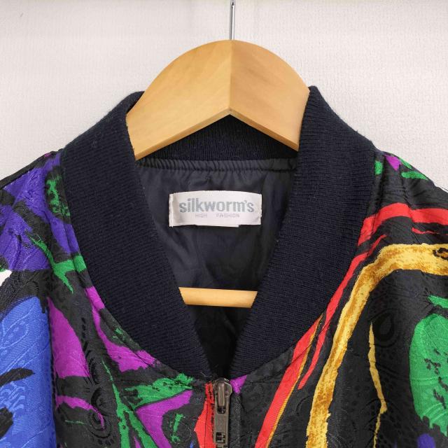 USED古着(ユーズドフルギ) {{silkworms}} 90S 総柄 アート柄 ジップ