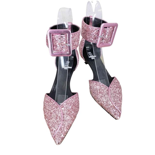 MSGM(エムエスジーエム) グリッターベルトストラップパンプス レディース  37【中古】【ブランド古着バズストア】