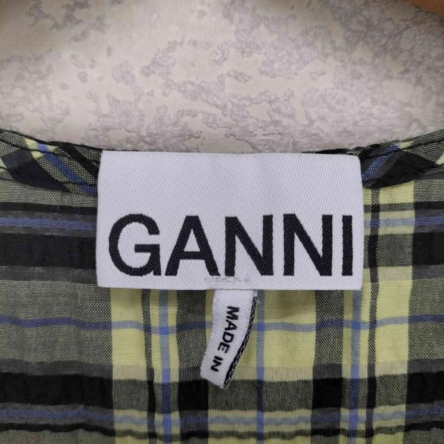 Ganni(ガニー) Seersucker Check U-neck Maxi Smock Dress レディース