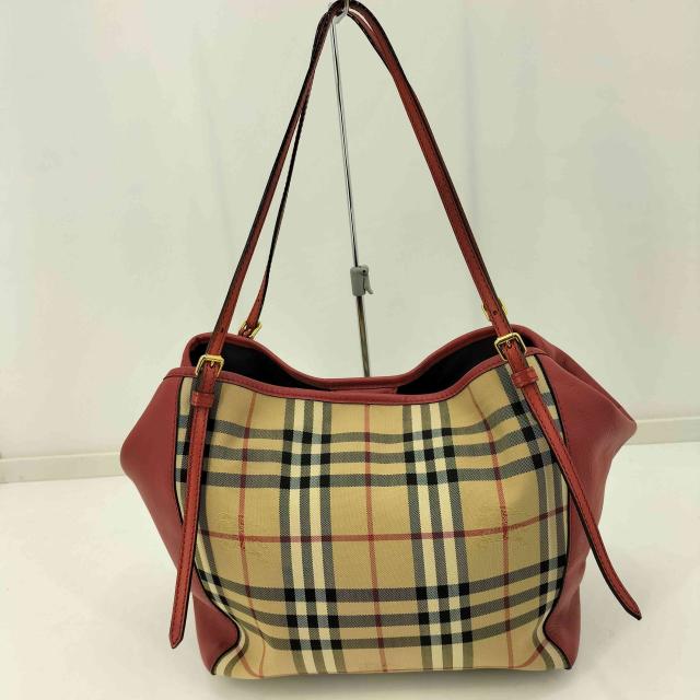 BURBERRY(バーバリー) ロゴプリント ノバチェック レザー キャンバス 