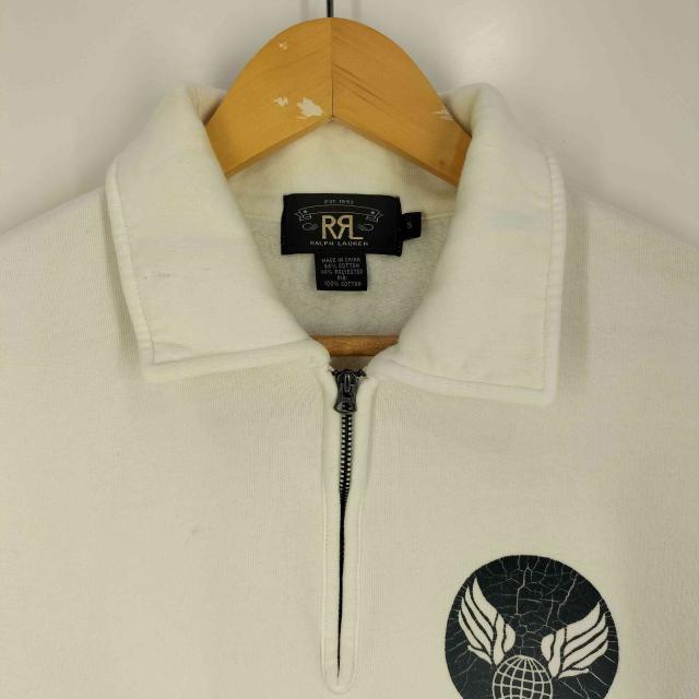 RRL RALPH LAUREN(ダブルアールエルラルフローレン) 復刻 1ツ星 黒タグ MILITALY HALFZIP SWEAT ウィング ボール クラック プリント ハーフジップスウェット メンズ impo【中古】【ブランド古着バズストア】_2