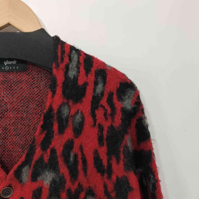 【美品】glamb グラム レオパード ロングニットカーディガン レッド glamb(グラム) Kelog Cardigan レオパード シャギーニット
