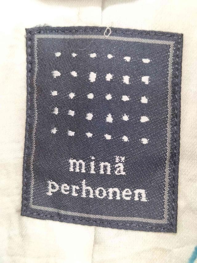 mina perhonen(ミナペルホネン) floccus ブロックベロア バックベルトコート レディース  36【中古】【ブランド古着バズストア】 mina perhonen(ミナペルホネン) floccus ブロックベロア バックベルト