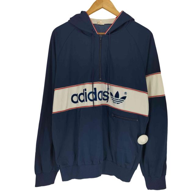 adidas(アディダス) 80S MADE IN WEST GERMANY ハーフジップ フーディープルオーバー メンズ DE：52 【中古】【ブランド古着バズストア】