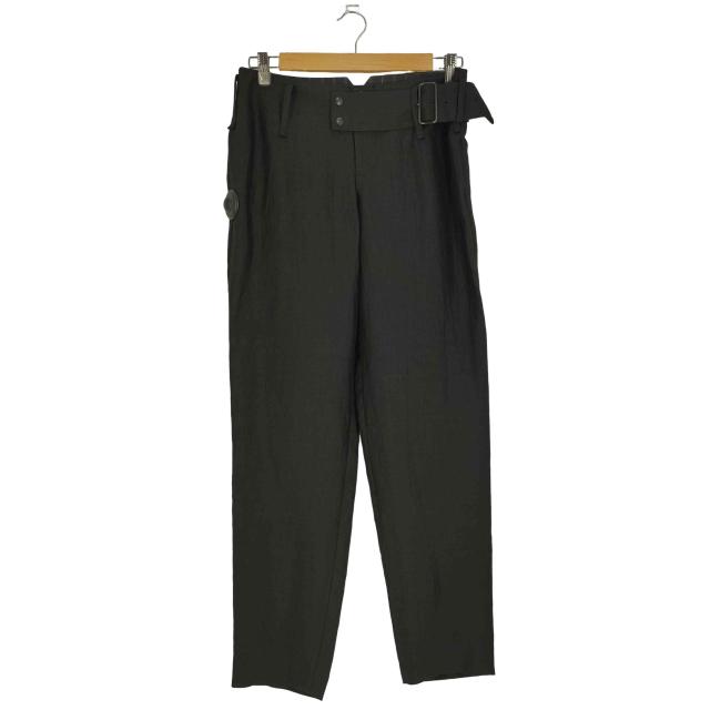 Yohji Yamamoto(ヨウジヤマモト) HIGH TWISTED GABARDINE LOW-RISE BELTED PANTS ハイ ツイスト ギャバジン ローライズ ベルト パンツ レディース JPN：2【中古】【ブランド古着バズストア】