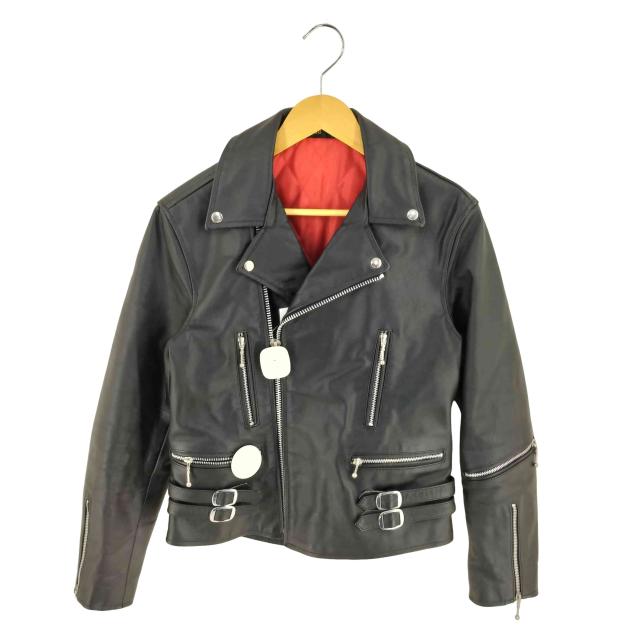 USED古着(ユーズドフルギ) 裏地キルティング ロンジャン ライトニング型ダブルライダースジャケット メンズ  38【中古】【ブランド古着バズストア】