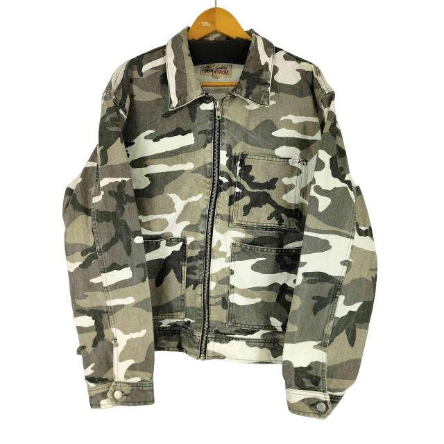 Stussy(ステューシー) CAMO ZIP WORK JAKET メンズ import：L 【中古】【ブランド古着バズストア】