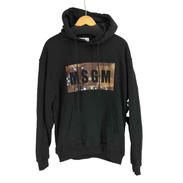 MSGM(エムエスジーエム) ボックス ロゴプリント プルオーバーパーカー メンズ import：M 【中古】【ブランド古着バズストア】