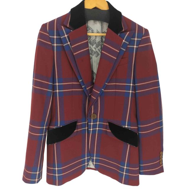 Vivienne Westwood MAN(ヴィヴィアンウエストウッドマン) 21AW タータンチェック ダブル ピークドラペルジャケット メンズ 44【中古】【ブランド古着バズストア】