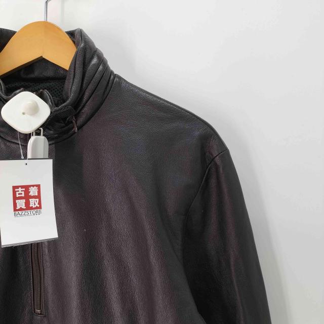 TETE HOMME(テットオム) 牛革 カウレザー サイドジップ ハーフジップ プルオーバー レザージャケット 裏地メッシュ メンズ JPN：L 【中古】【ブランド古着バズストア】_3