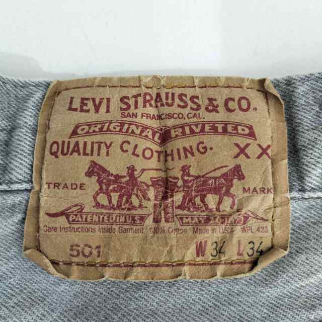 Levis(リーバイス) USA製 ボタン裏532刻印 501 先染め グレー デニムパンツ メンズ 34inch 【中古】【ブランド古着バズストア】