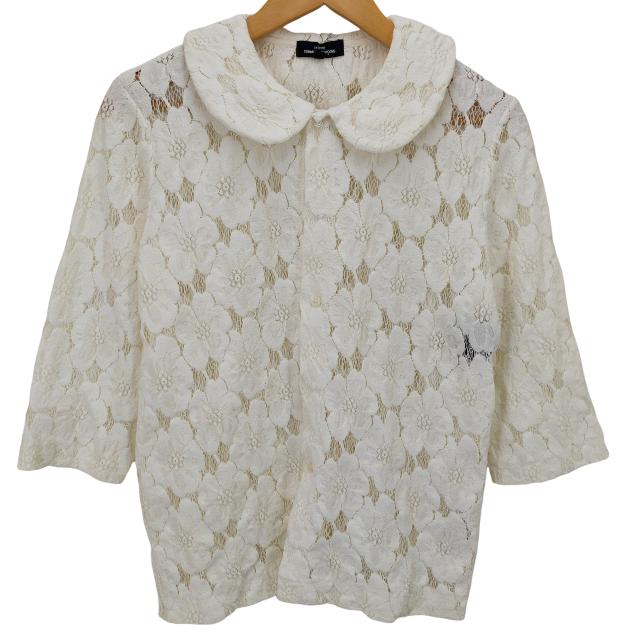 トリココムデギャルソン AD2019 丸襟 ドット フラワー フロッキーシャツ トリココムデギャルソン AD2019 丸襟 ドット フラワー