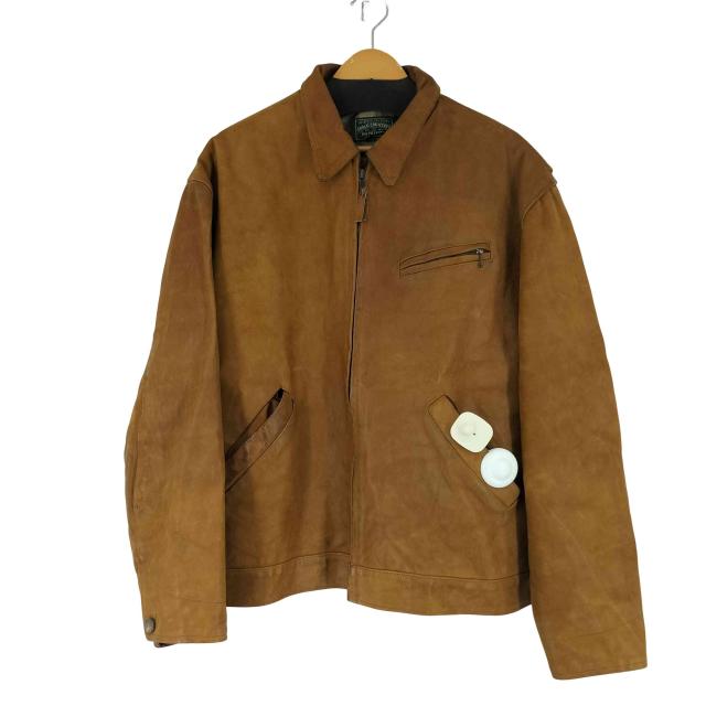 POLO COUNTRY RALPH LAUREN(ポロカントリーラルフローレン) 80-90S 裏地チェック柄 キャメルレザージャケット メンズ import：XL 【中古】【ブランド古着バズストア】