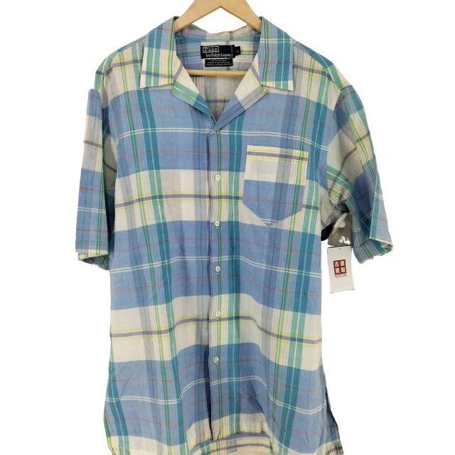 Polo by RALPH LAUREN(ポロバイラルフローレン) 90S マドラス開襟シャツ ポニー無し メンズ import：L 【中古】【ブランド古着バズストア】