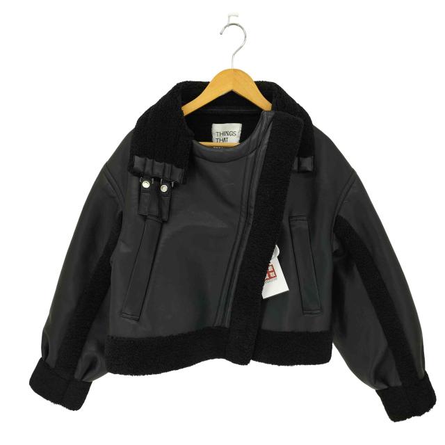 USED古着(ユーズドフルギ) {{THINGS THAT MATTER}} IMITATION MOUTON CROPPED RIDERS JACKET ムートン クロップド ライダースジャケット レディース FR【中古】【ブランド古着バズストア】