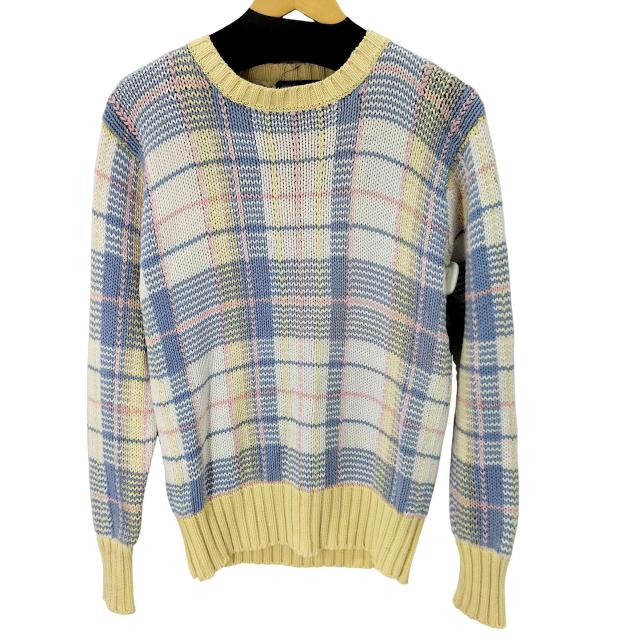 POLO RALPH LAUREN(ポロラルフローレン) 90S チェック柄 クルーネックコットンニット ポニー無し レディース JPN：S 【中古】【ブランド古着バズストア】の通販は 7,689円