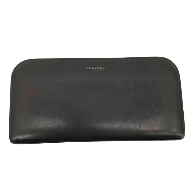 SAINT LAURENT PARIS(サンローランパリ) ロゴプリント ラウンドファスナー レザーウォレット メンズ 表記無 【中古】【ブランド古着バズストア】