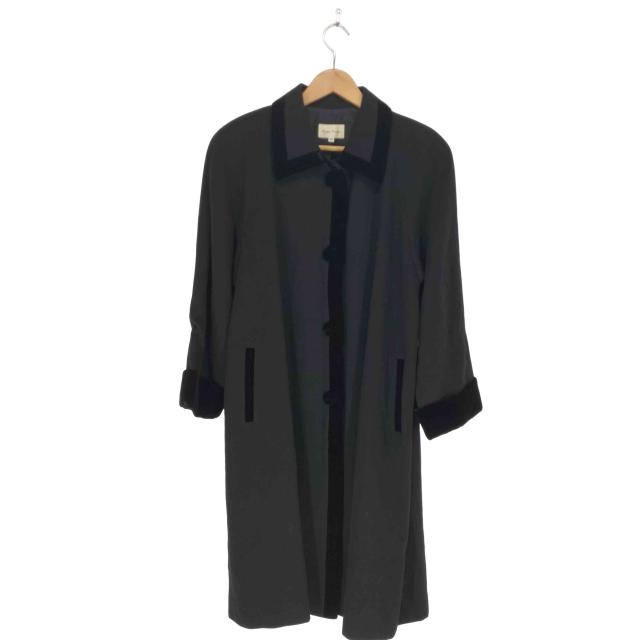 USED古着(ユーズドフルギ) ベロア切替カシミヤ100ステンカラーコート レディース  42【中古】【ブランド古着バズストア】