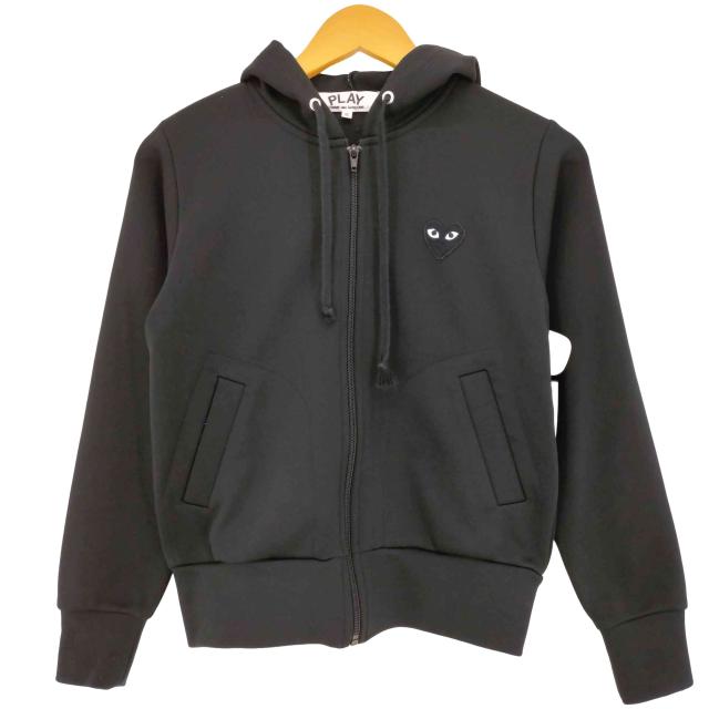 PLAY COMME des GARCONS(プレイコムデギャルソン) 18aw ブラックハートワッペン バックプリント ジップアップ パーカー レディース JPN：S 【中古】【ブランド古着バズストア】