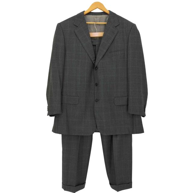 Ermenegildo Zegna(エルメネジルドゼニア) TROFEO トロフェオ チェック柄 3B テーラードジャケット ＆ 2タック ワイドスラックス セットアップ メンズ 表記無 【中古】【ブランド古着バズストア】