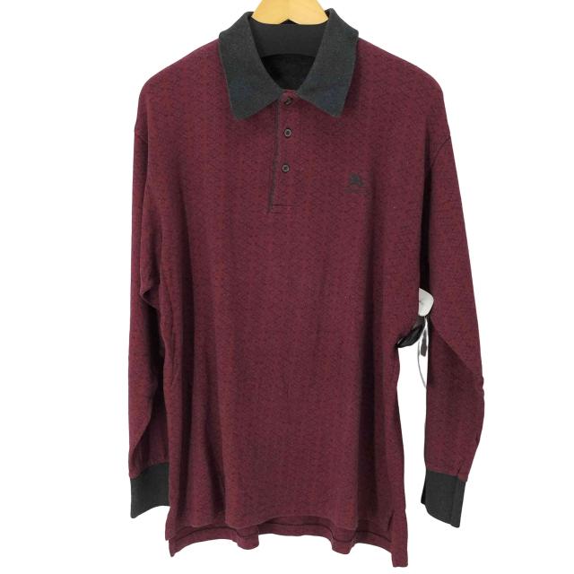 BURBERRYS(バーバリーズ) 90S MADE IN USA ワンポイントロゴ刺繍 総柄 L/S ポロシャツ メンズ import：M 【中古】【ブランド古着バズストア】