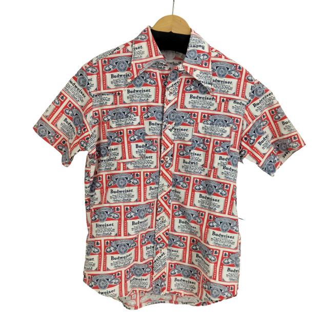 Budweiser(バドワイザー) 70S 総柄 S/S オープンカラーアロハシャツ メンズ 表記無 【中古】【ブランド古着バズストア】
