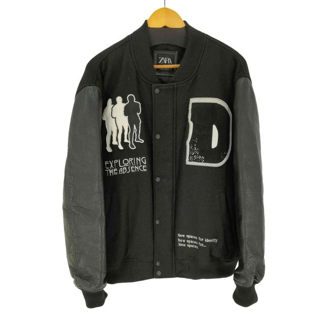ZARA(ザラ) 袖レザー ワッペン スタジャン アワードジャケット メンズ  S-M【中古】【ブランド古着バズストア】