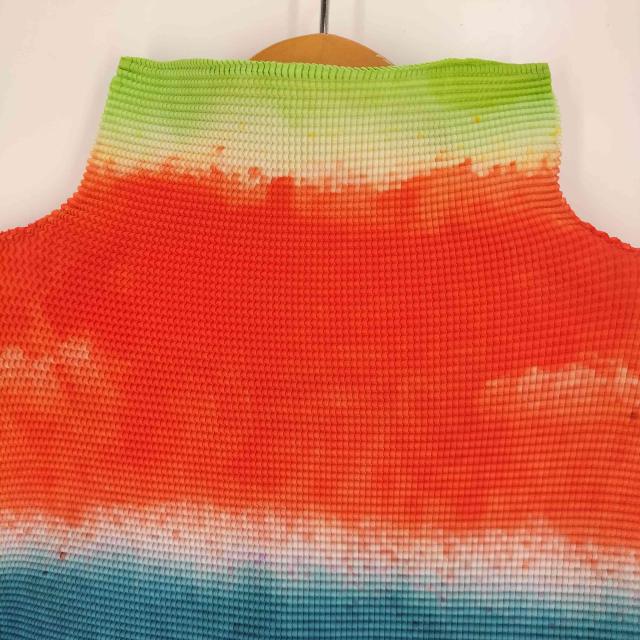 ISSEY MIYAKE me(イッセイミヤケミー) BLURRED STRIPE スプラッシュペインティング グラデーション ハイネック プリーツ ロングスリーブTシャツ レディース 表記無 【中古】【ブランド古着バズストア】 ISSEY MIYAKE me(イッセイミヤケミー) BLURRED STRIPE スプラッシュ