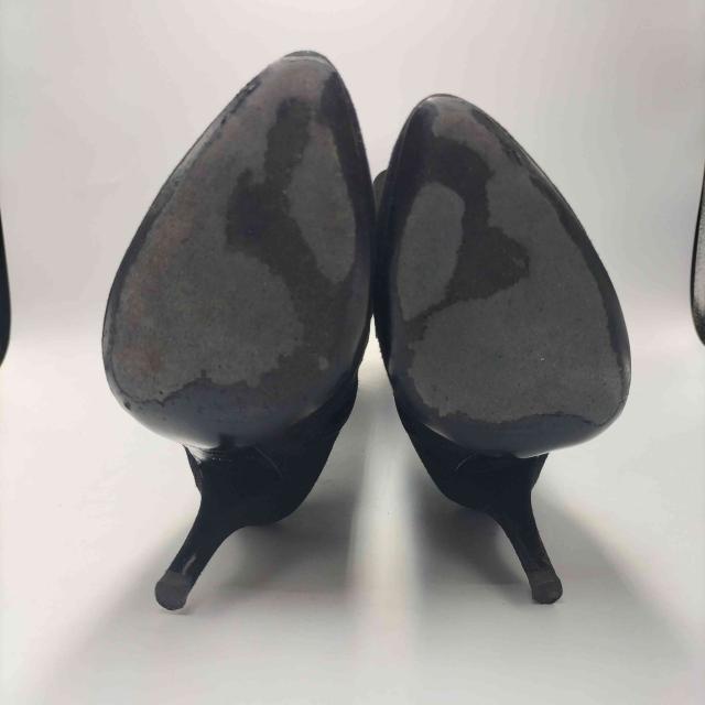 RALPH LAUREN PURPLE LABEL(ラルフローレンパープルレーベル) イタリア製 サイドジップ 編み込み リボン デザイン スウェード ヒール ロング ブーツ レディース US：7.5 【中古】【ブランド古着バズストア】 RALPH LAUREN PURPLE LABEL(ラルフローレンパープルレーベル