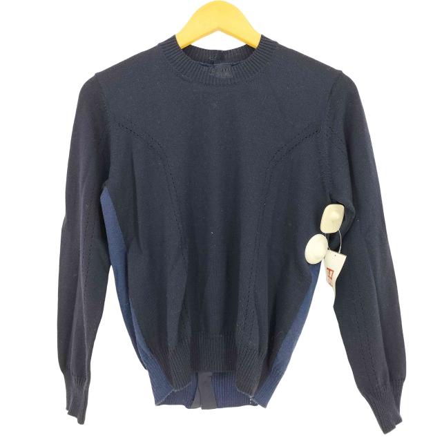 tao COMME des GARCONS(タオコムデギャルソン) 22aw バックトゥフロント カーブデザイン ドッキング 梳毛天竺ニットソー レディース JPN：S 【中古】【ブランド古着バズストア】