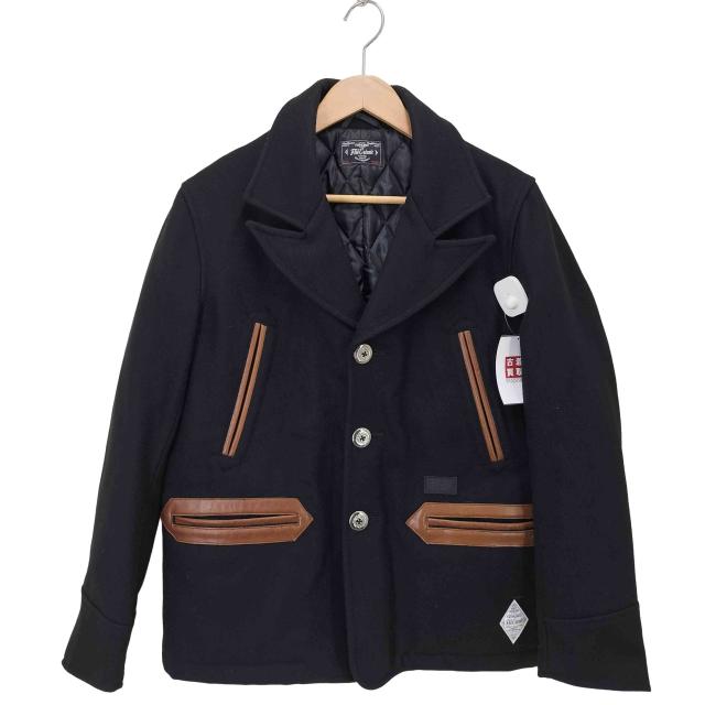 THE CRIMIE(クライミー) 裏地キルティング  レザー パイピング ウールピーコート メンズ JPN：M 【中古】【ブランド古着バズストア】