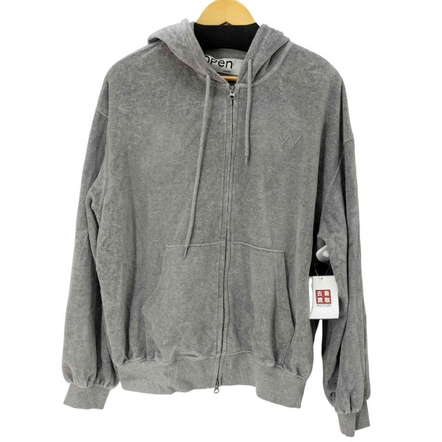 USED古着(ユーズドフルギ) OPEN YY Velour Box Hoodie ベロア ジップ パーカー メンズ import：S 【中古】【ブランド古着バズストア】