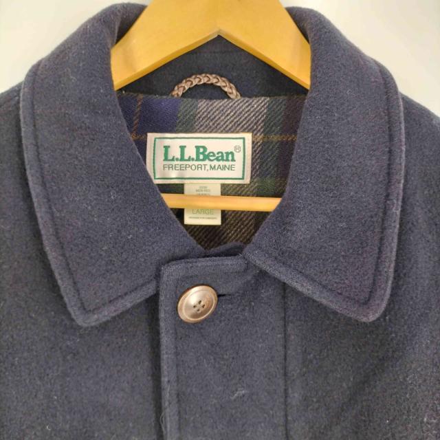 L.L.Bean(エルエルビーン) 80S USA製 Thinsulate 裏地チェック レザー切替 ウールコート メンズ import：L 【中古】【ブランド古着バズストア】