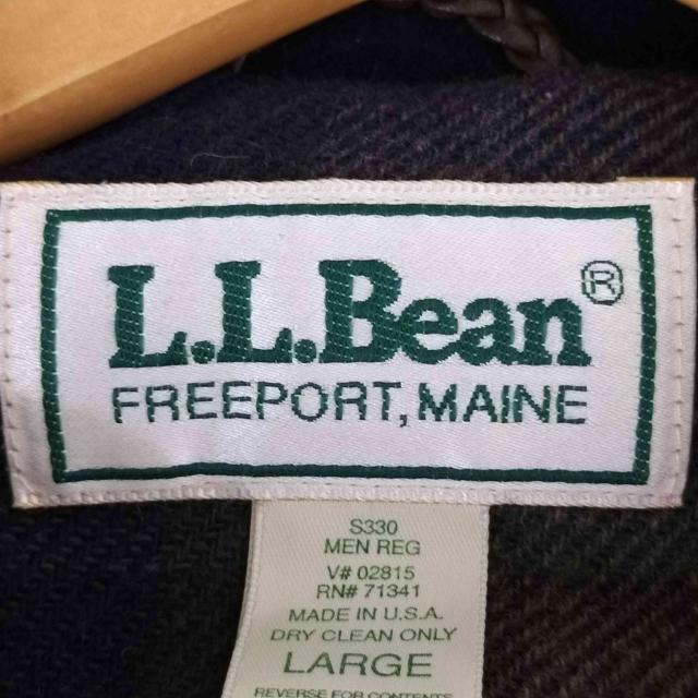 L.L.Bean(エルエルビーン) 80S USA製 Thinsulate 裏地チェック レザー切替 ウールコート メンズ import：L 【中古】【ブランド古着バズストア】