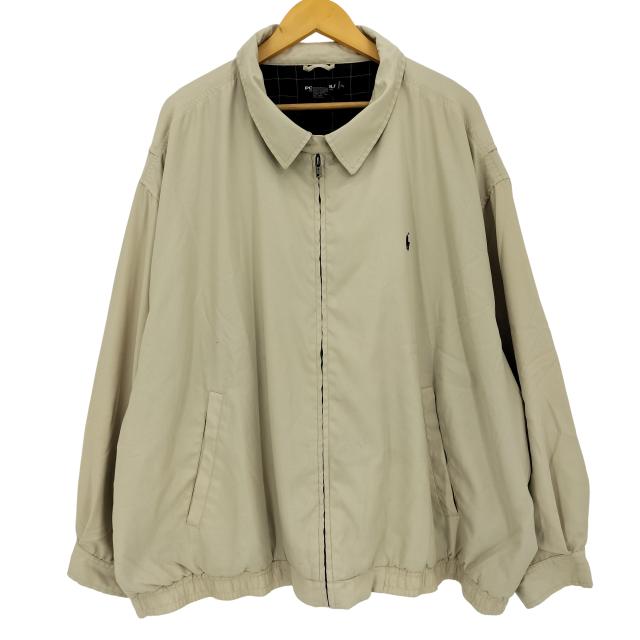 POLO GOLF RALPH LAUREN(ポロゴルフラルフローレン) 90-00s ポリ100 ピーチスキン 裏地チェック ポニー刺繍 スイングトップブルゾン メンズ  3X【中古】【ブランド古着バズストア】