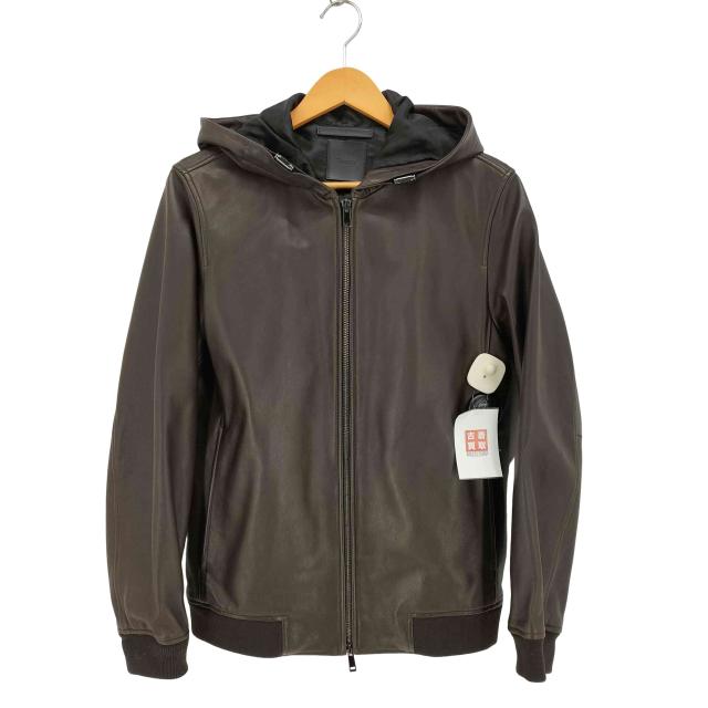 theory(セオリー) 20AW RIVINGTON SP LAMB SUPREME ラムレザー フーデッド ジャケット メンズ JPN：XS 【中古】【ブランド古着バズストア】