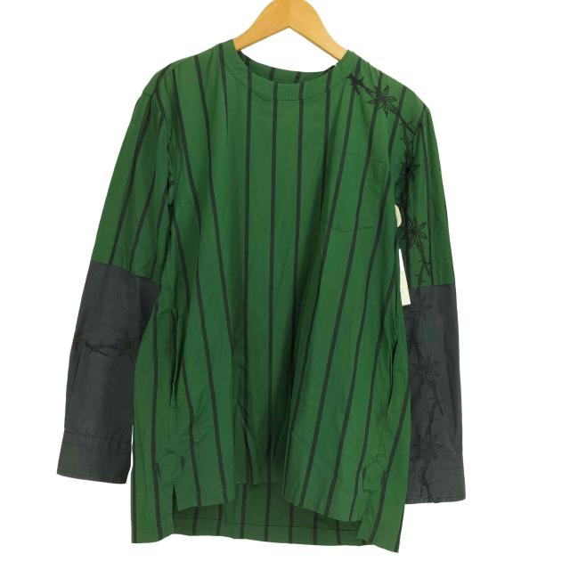 Sacai(サカイ) ×Dr.Woo 19ss フラワー刺繍レイヤードプルオーバーシャツ メンズ  1【中古】【ブランド古着バズストア】