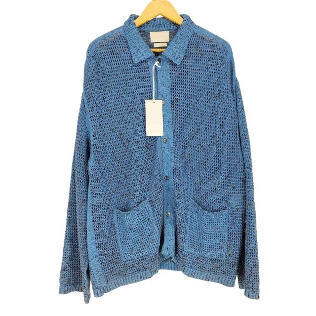 YOKE MESH KNITTED BUTTONED CARDIGAN 青 3 Namu Shop - Yoke Mesh