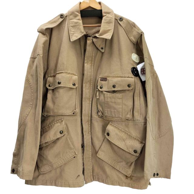 Polo by RALPH LAUREN(ポロバイラルフローレン) 90S 三角タグ ポニー刺繍 チンスト付き ダック地 コットン  ハンティング ジャケット カバーオール ビックサイズ マルチポケット メンズ  4【中古】【ブランド古着バズストア】