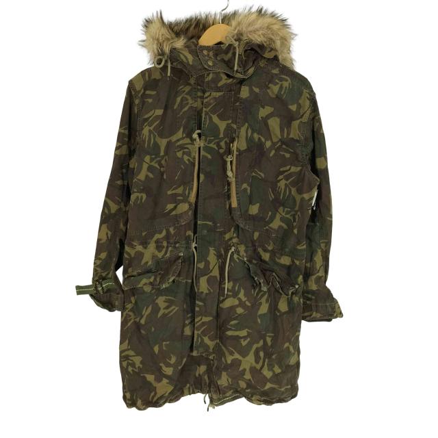 POLO RALPH LAUREN(ポロラルフローレン) 15AW 迷彩柄 ウッドランドカモ 袖口アジャスター  デタッチャブル ファーフード 比翼ジップ モッズコート メンズ import：L 【中古】【ブランド古着バズストア】