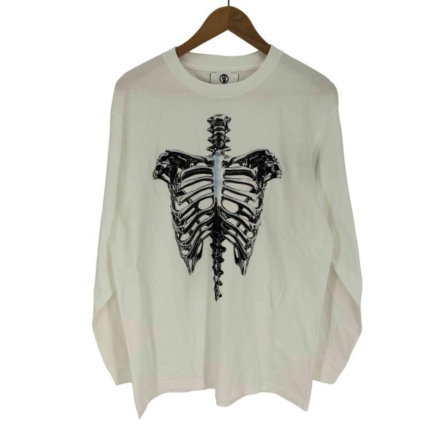 printstar(プリントスター) traitor メタリック ボーン スカル 骸骨 プリント L/S クルーネック Tシャツ Y2K メンズ import：L 【中古】【ブランド古着バズストア】