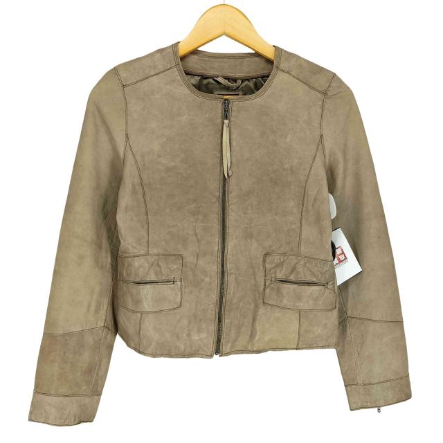 Gap(隔たり) lamb leather ラムレザーノーカラージャケット レディース  XS【中古】【ブランド名古着バズストア】